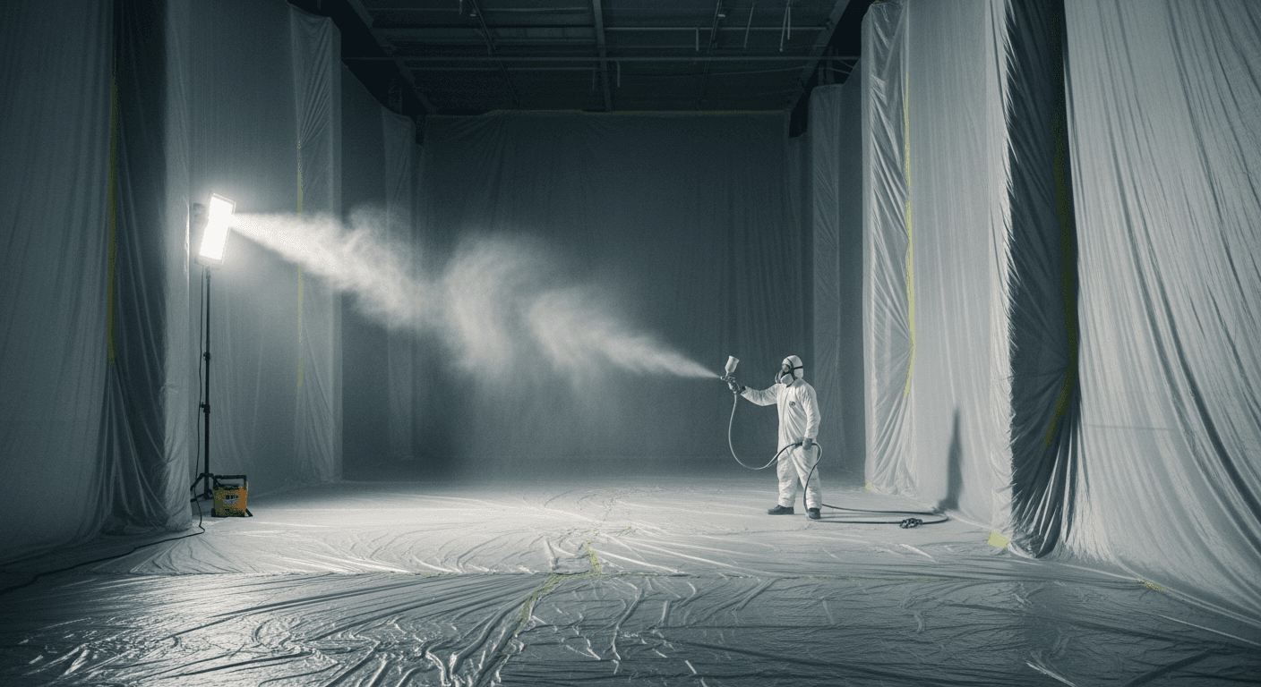 On-site spraying. A Star Decorators on-site commercial spraying